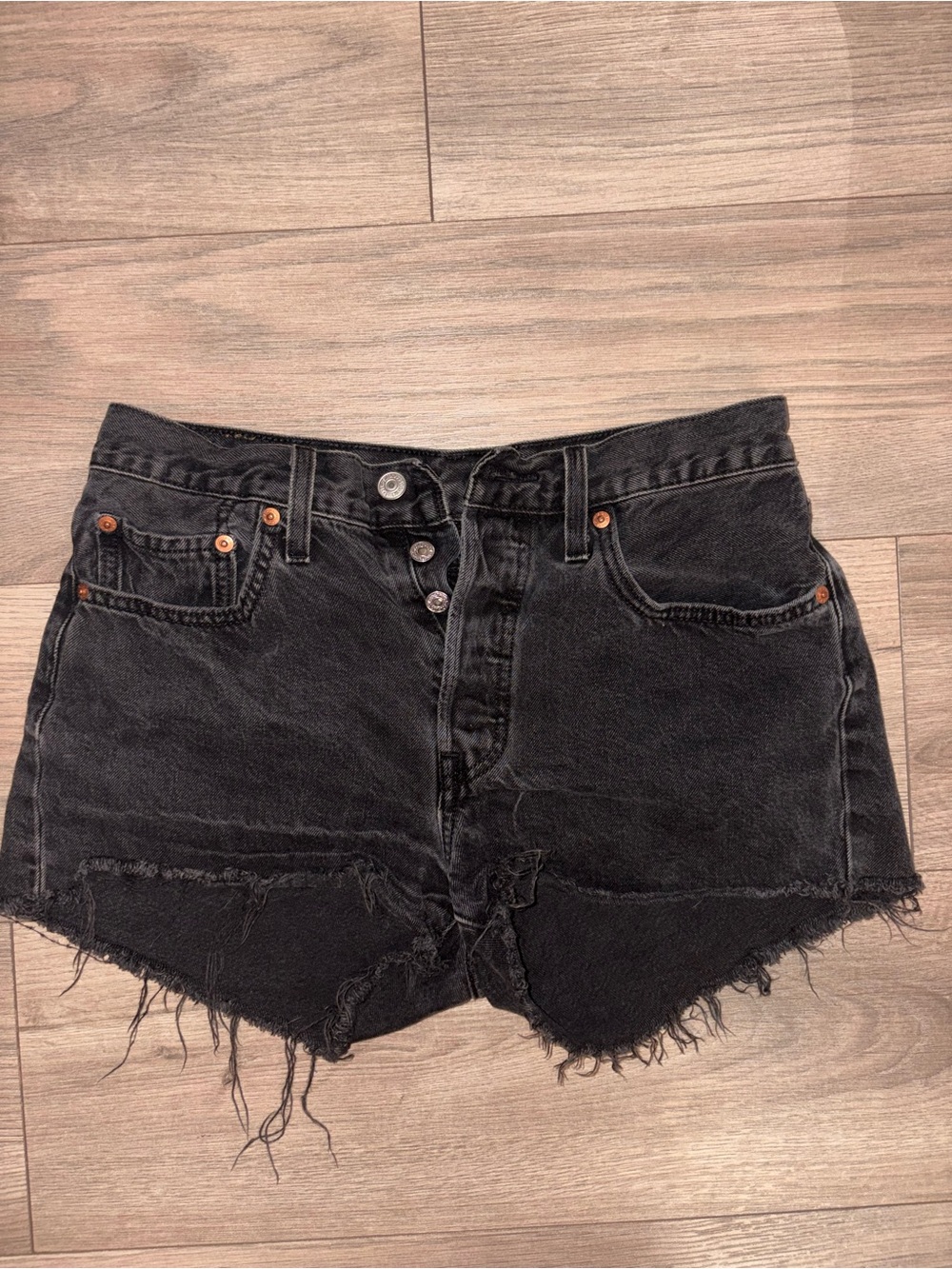 Levi's Black Distressed Cutoff Denim Shorts